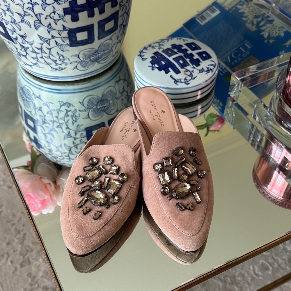 Kate Spade Blush Embellished Mules
